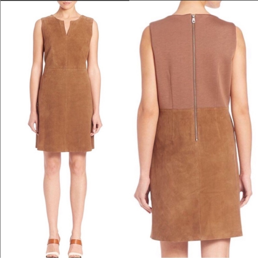 Max Mara Suede Sleeveless Dress‎ Size 14 US Tan Brown